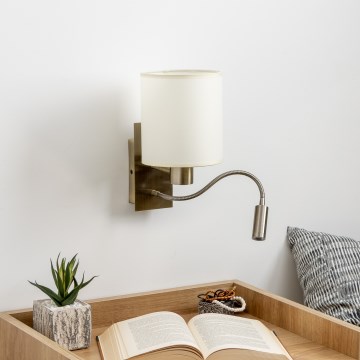 Brilagi - Светодиодная гибкая настенная лампа NUBILA 1xE27/25W/230V + LED/3W латунь/кремовый