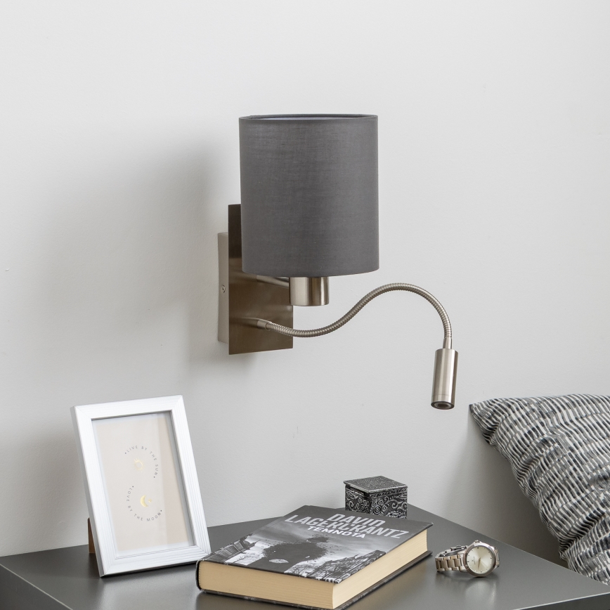 Brilagi - Светодиодная гибкая настенная лампа NUBILA 1xE27/25W/230V + LED/3W матовый хром/антрацит
