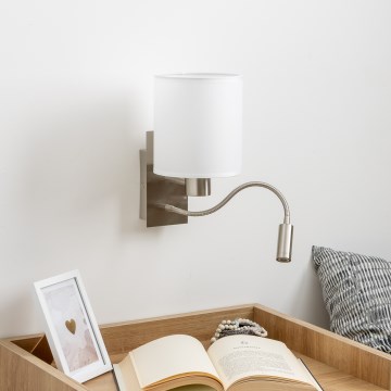 Brilagi - Светодиодная гибкая настенная лампа NUBILA 1xE27/25W/230V + LED/3W матовый хром/белый
