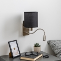 Brilagi - Светодиодная гибкая настенная лампа NUBILA 1xE27/25W/230V + LED/3W матовый хром/черный