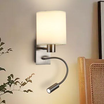 Brilagi - Светодиодная гибкая настенная лампа NUBILA 1xE27/25W/230V + LED/3W матовый хром/кремовый