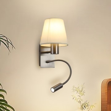 Brilagi - Светодиодная гибкая настенная лампа NUBILA 1xE27/25W/230V + LED/3W матовый хром/кремовый