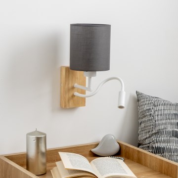 Brilagi - Светодиодная гибкая настенная лампа NUBILA WOOD 1xE27/25W/230V + LED/3W дуб/антрацит