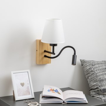 Brilagi - Светодиодная гибкая настенная лампа NUBILA WOOD 1xE27/25W/230V + LED/3W дуб/белый