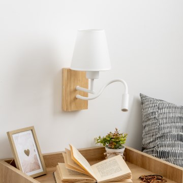 Brilagi - Светодиодная гибкая настенная лампа NUBILA WOOD 1xE27/25W/230V + LED/3W дуб/белый