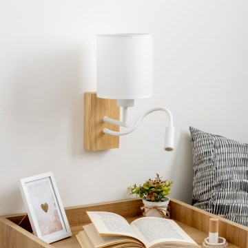 Brilagi - Светодиодная гибкая настенная лампа NUBILA WOOD 1xE27/25W/230V + LED/3W дуб/белый