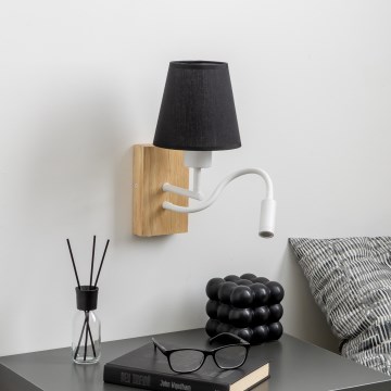 Brilagi - Светодиодная гибкая настенная лампа NUBILA WOOD 1xE27/25W/230V + LED/3W дуб/черный