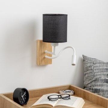 Brilagi - Светодиодная гибкая настенная лампа NUBILA WOOD 1xE27/25W/230V + LED/3W дуб/черный