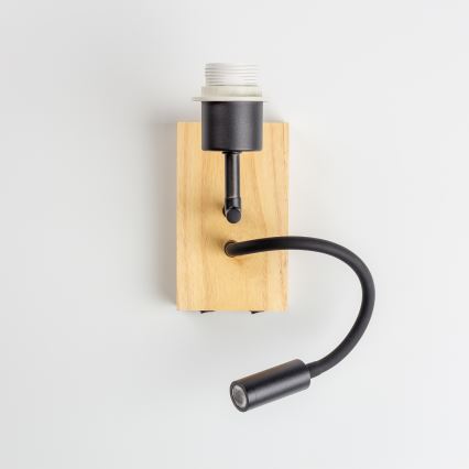 Brilagi - Светодиодная гибкая настенная лампа NUBILA WOOD 1xE27/25W/230V + LED/3W дуб/черный