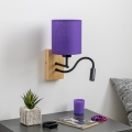 Brilagi - Светодиодная гибкая настенная лампа NUBILA WOOD 1xE27/25W/230V + LED/3W дуб/фиолетовый