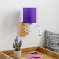 Brilagi - Светодиодная гибкая настенная лампа NUBILA WOOD 1xE27/25W/230V + LED/3W дуб/фиолетовый