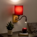 Brilagi - Светодиодная гибкая настенная лампа NUBILA WOOD 1xE27/25W/230V + LED/3W дуб/Помпейский красный