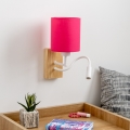 Brilagi - Светодиодная гибкая настенная лампа NUBILA WOOD 1xE27/25W/230V + LED/3W дуб/розовый