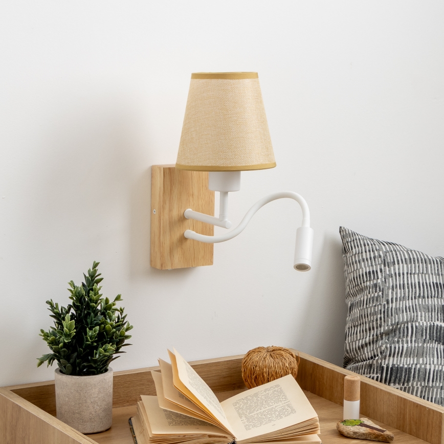 Brilagi - Светодиодная гибкая настенная лампа NUBILA WOOD 1xE27/25W/230V + LED/3W дуб/светло-коричневый