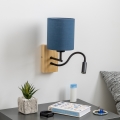 Brilagi - Светодиодная гибкая настенная лампа NUBILA WOOD 1xE27/25W/230V + LED/3W дуб/темно-синий
