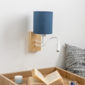 Brilagi - Светодиодная гибкая настенная лампа NUBILA WOOD 1xE27/25W/230V + LED/3W дуб/темно-синий