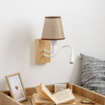 Brilagi - Светодиодная гибкая настенная лампа NUBILA WOOD 1xE27/25W/230V + LED/3W дуб/коричневый
