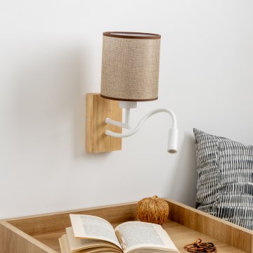 Brilagi - Светодиодная гибкая настенная лампа NUBILA WOOD 1xE27/25W/230V + LED/3W дуб/коричневый