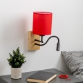 Brilagi - Светодиодная гибкая настенная лампа NUBILA WOOD 1xE27/25W/230V + LED/3W дуб/красный