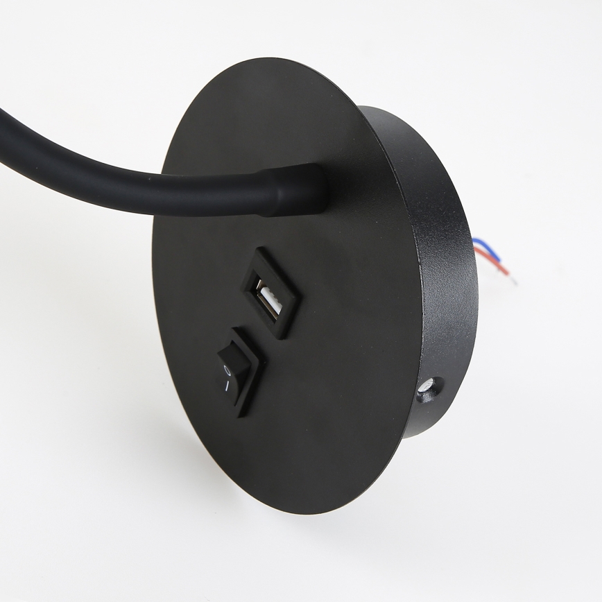 Brilagi - Светодиодная гибкая настенная лампа с USB портом MAYA LED/3W/230V 4000K черный