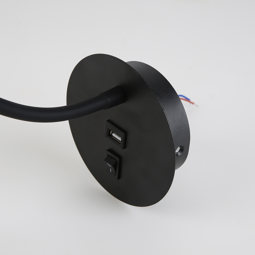 Brilagi - Светодиодная гибкая настенная лампа с USB портом MAYA LED/3W/230V 4000K черный/золотистый