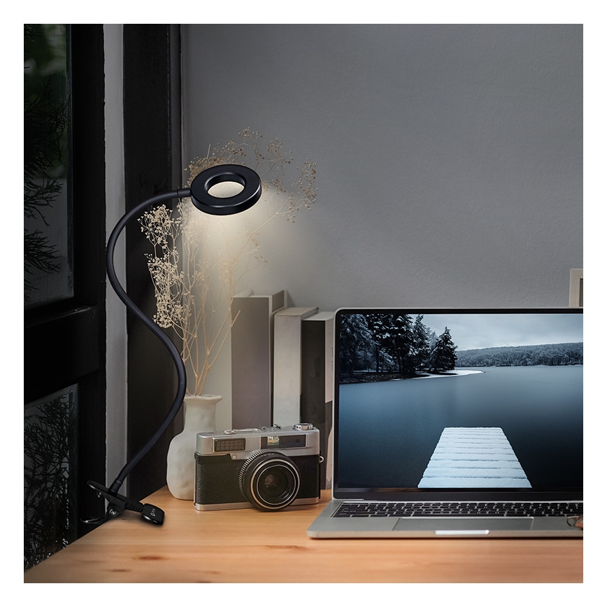 Brilagi - Светодиодная лампа с зажимом и регулированием яркости ORBELA LED/8W/230V 3000/4000/5000K черный