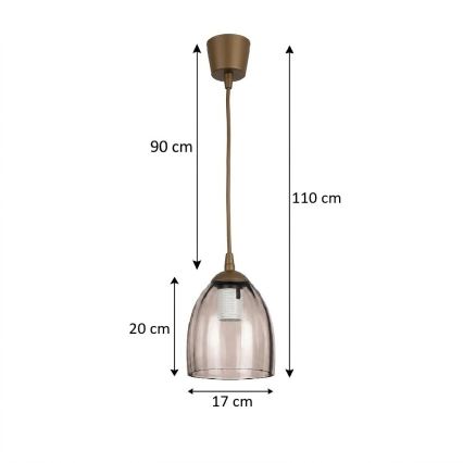 BRILAGI - LED-подвес на тросе RETRO GLASS 1xE27/60W/230V, диам. 17 см, коричневый/дымчато-бежевый
