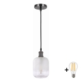 BRILAGI - светодиодная люстра на тросе RETRO GLASS 1xE27/60W/230V диаметр 14 см черный/белый