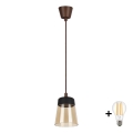 BRILAGI - светодиодная люстра на тросе RETRO GLASS 1xE27/60W/230V Ø 15,5 см коричневый/дымчатый бежевый/черный