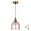 BRILAGI - светодиодная люстра на тросе RETRO GLASS 1xE27/60W/230V Ø 17 см золотая/дымчато-бежевая