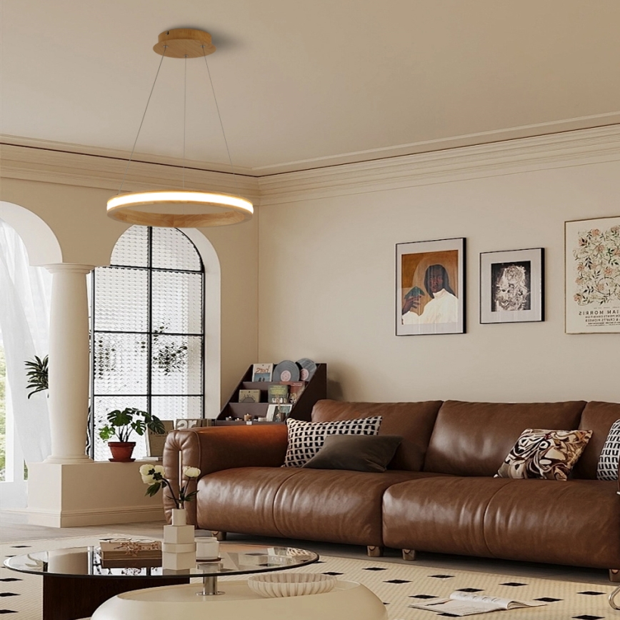 Brilagi - светодиодная люстра на тросе UMEA WOOD LED/30W/230V, диаметр 40 см, каучуковое дерево