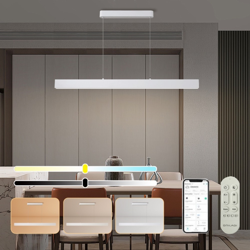 Brilagi - Светодиодная подвесная люстра с регулированием яркости SLEEKLINE SMART LED/40W/230V 3000-6000K Wi-Fi Tuya белый + дистанционное управление