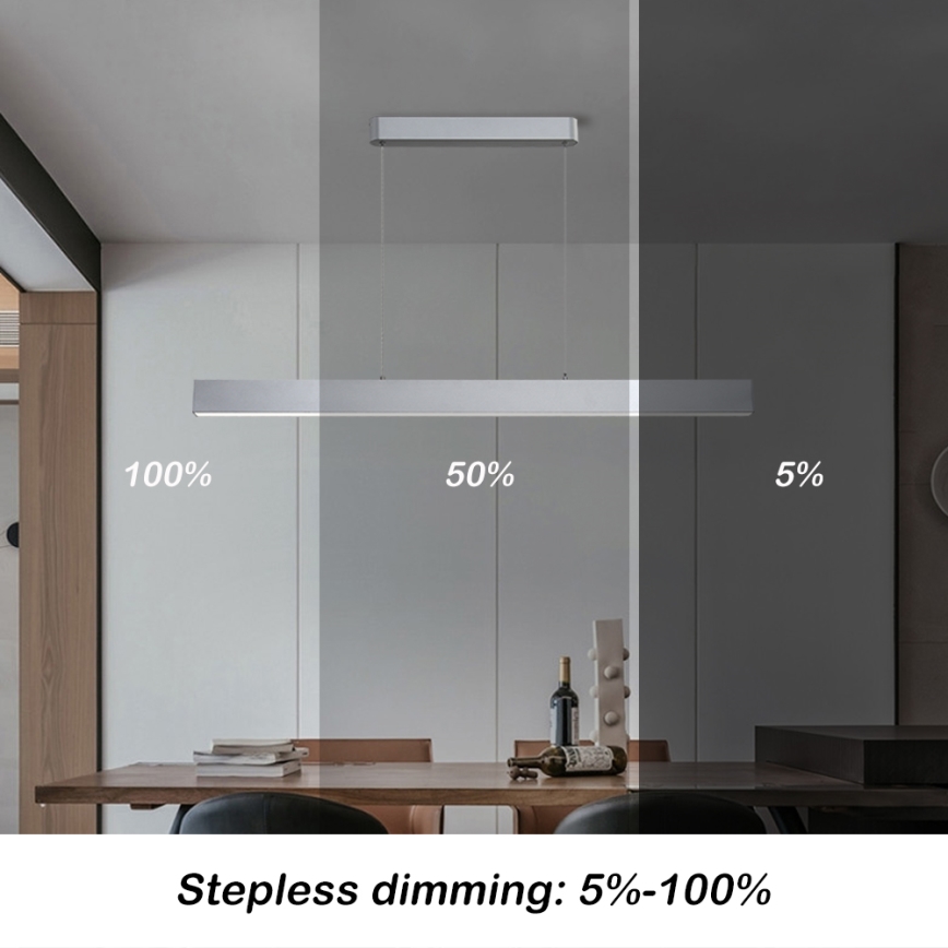 Brilagi - Светодиодная подвесная люстра с регулированием яркости SLEEKLINE SMART LED/40W/230V 3000-6000K Wi-Fi Tuya серебристый + дистанционное управление