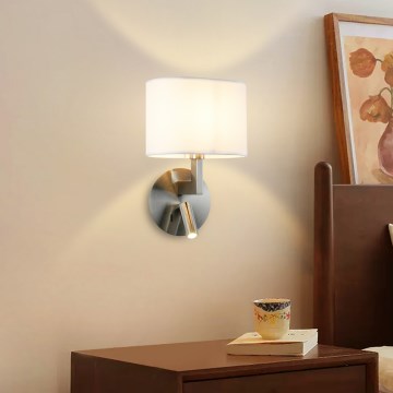 Brilagi - Светодиодная настенная лампа DAYA 1xE14/40W/230V + LED/3W белый/матовый хром