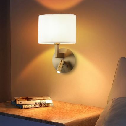 Brilagi - Светодиодная настенная лампа DAYA 1xE14/40W/230V + LED/3W белый/матовый хром