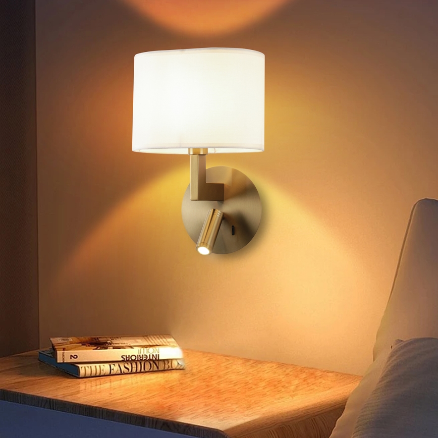 Brilagi - Светодиодная настенная лампа DAYA 1xE14/40W/230V + LED/3W белый/матовый хром