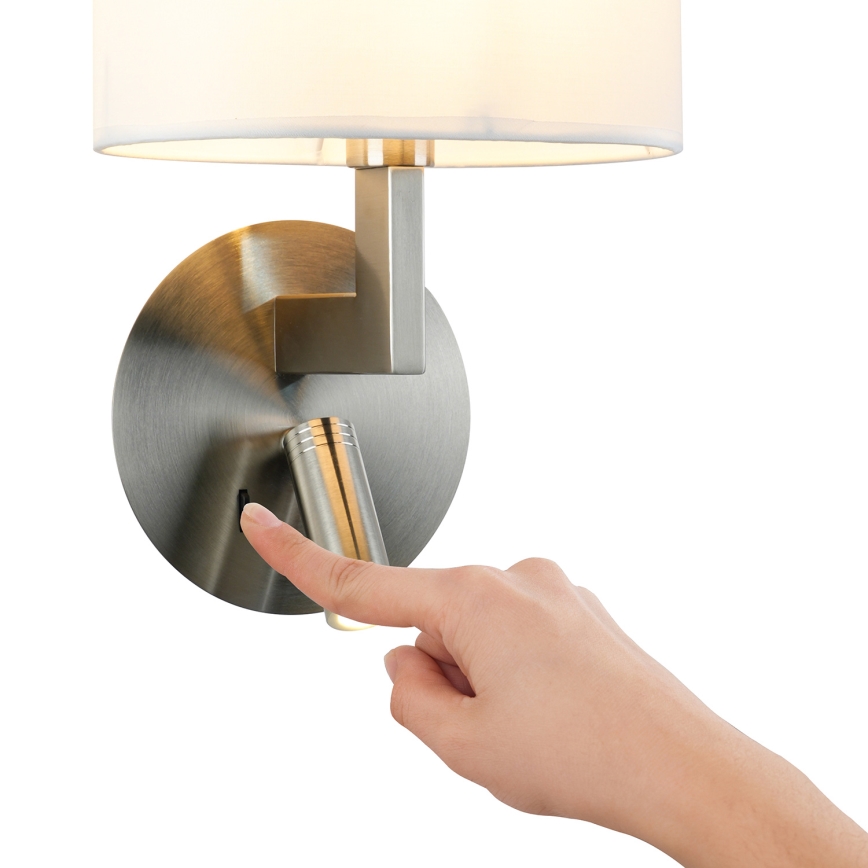 Brilagi - Светодиодная настенная лампа DAYA 1xE14/40W/230V + LED/3W белый/матовый хром