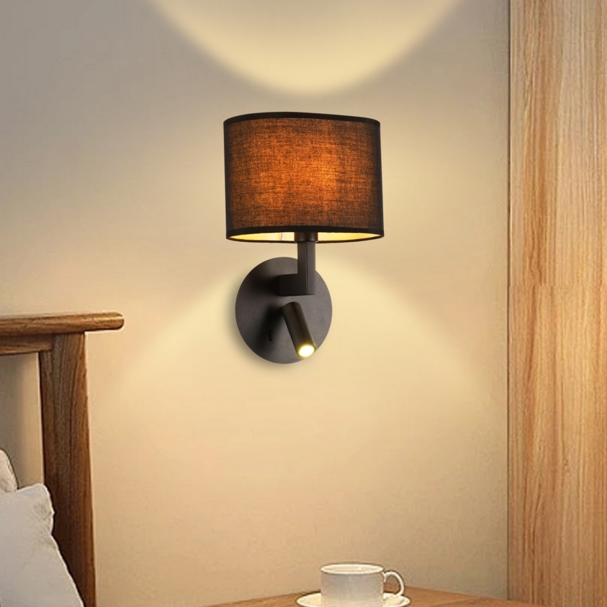 Brilagi - Светодиодная настенная лампа DAYA 1xE14/40W/230V + LED/3W черный
