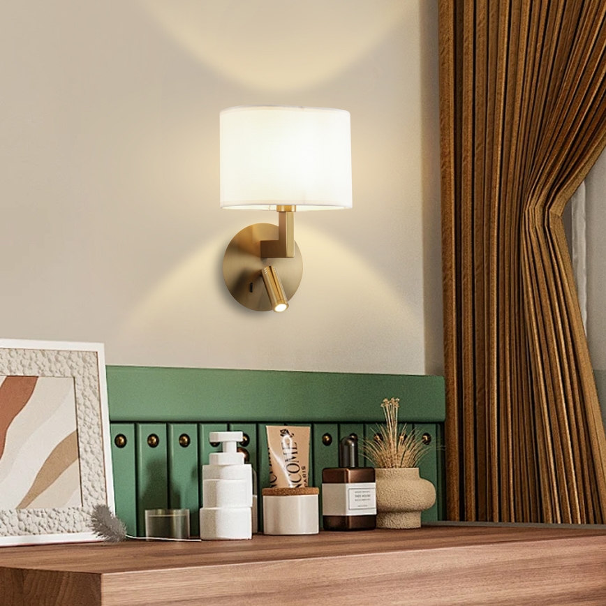 Brilagi - Светодиодная настенная лампа DAYA 1xE14/40W/230V + LED/3W кремовый/золотистый