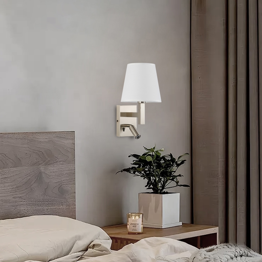 Brilagi - Светодиодная настенная лампа DEYA 1xE14/40W/230V + LED/3W белый/матовый хром