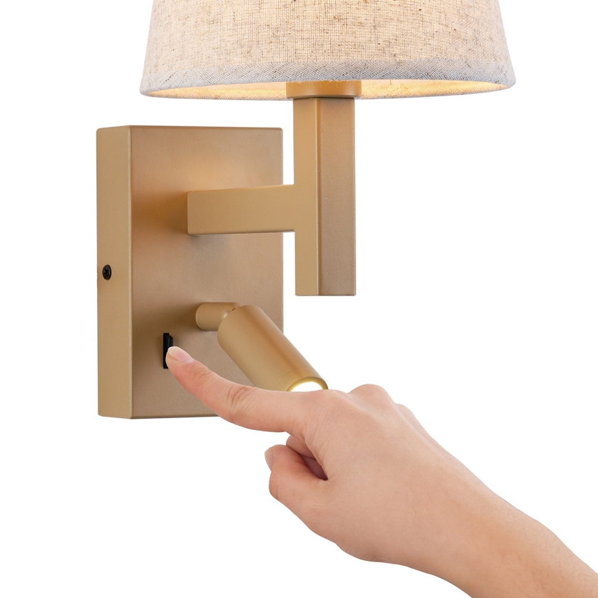 Brilagi - Светодиодная настенная лампа DEYA 1xE14/40W/230V + LED/3W лен/золотистый
