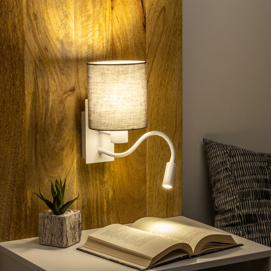 Brilagi - Светодиодная гибкая настенная лампа NUBILA 1xE27/25W/230V + LED/3W белый/антрацит