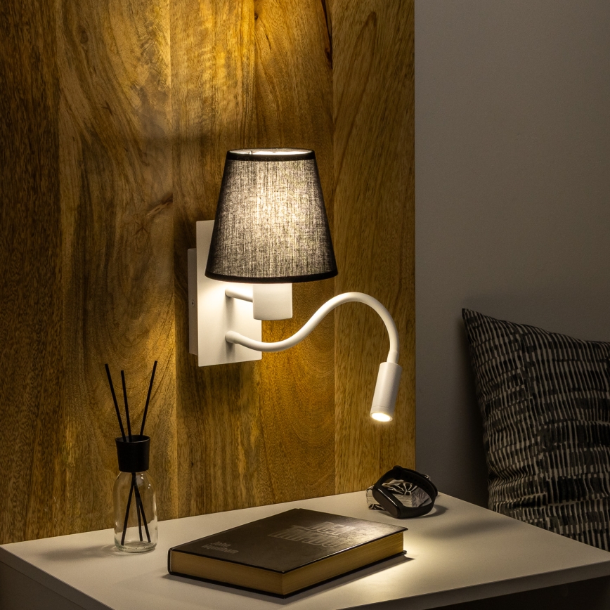 Brilagi - Светодиодная гибкая настенная лампа NUBILA 1xE27/25W/230V + LED/3W белый/черный