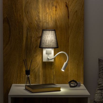 Brilagi - Светодиодная гибкая настенная лампа NUBILA 1xE27/25W/230V + LED/3W белый/черный