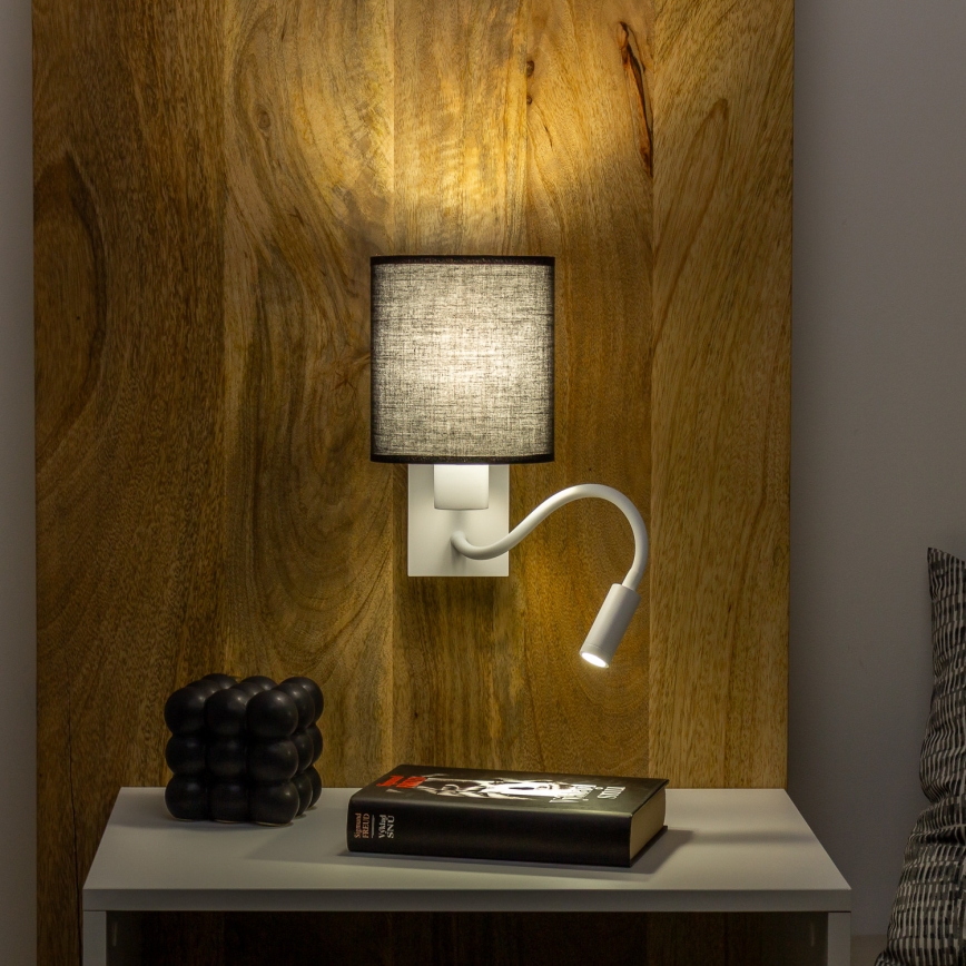 Brilagi - Светодиодная гибкая настенная лампа NUBILA 1xE27/25W/230V + LED/3W белый/черный