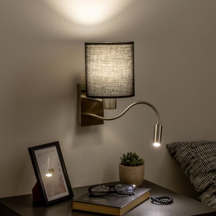 Brilagi - Светодиодная гибкая настенная лампа NUBILA 1xE27/25W/230V + LED/3W матовый хром/черный