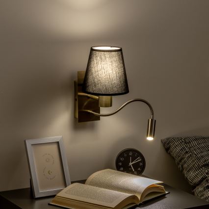 Brilagi - Светодиодная гибкая настенная лампа NUBILA 1xE27/25W/230V + LED/3W латунь/черный