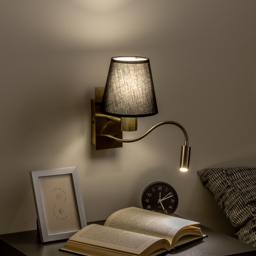 Brilagi - Светодиодная гибкая настенная лампа NUBILA 1xE27/25W/230V + LED/3W латунь/черный