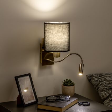 Brilagi - Светодиодная гибкая настенная лампа NUBILA 1xE27/25W/230V + LED/3W латунь/черный