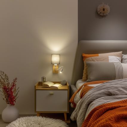 Brilagi - Светодиодная гибкая настенная лампа NUBILA WOOD 1xE27/25W/230V + LED/3W дуб/антрацит